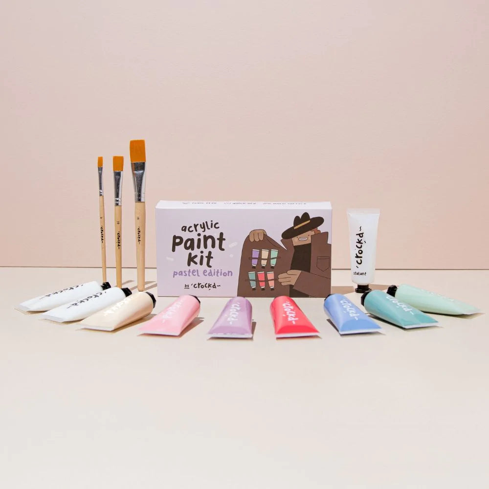 Pastel Acrylic Paint & Brushes Set